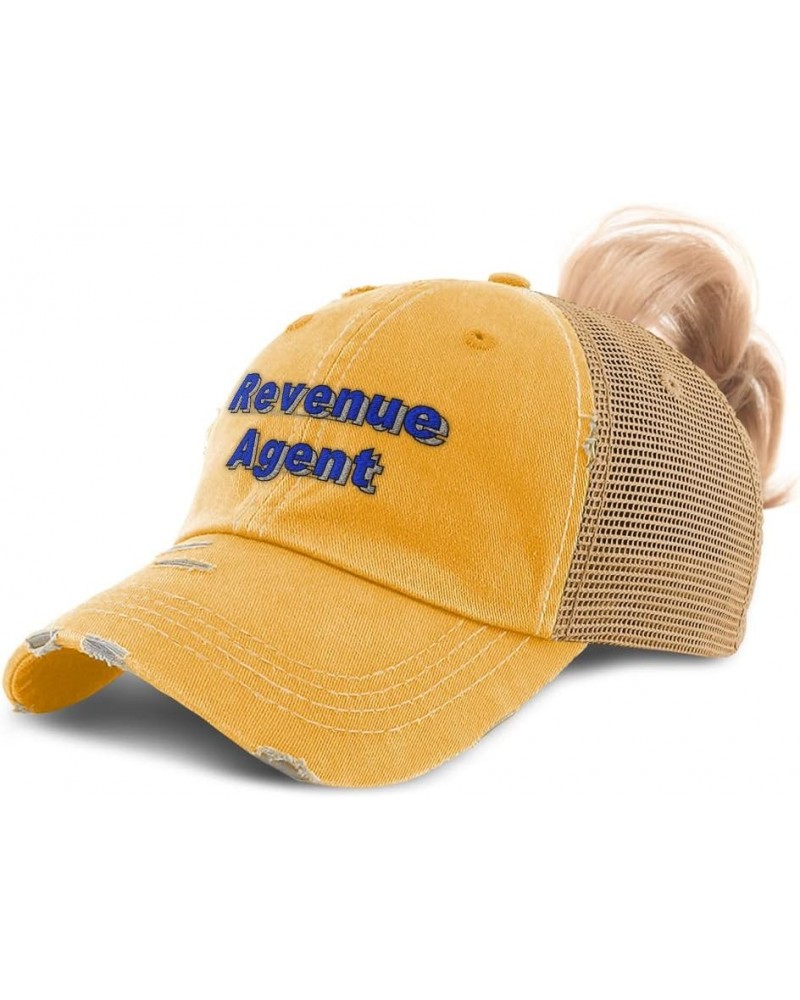 Womens Ponytail Cap Revenue Agent Local Cotton State Distressed Trucker Hat Mustard Design Only $14.21 Baseball Caps