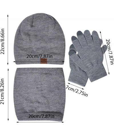 Womens and Mens Knitting Wool Hat Winter Warm Scarf Hat Gloves Three Piece Suit Windproof Ski Cycling Hat Pink $9.88 Skullies...