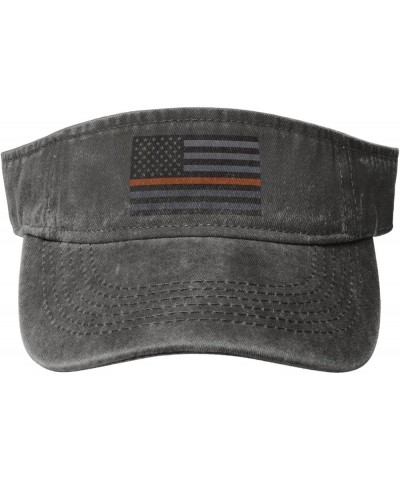 United States Thin Orange Line Flag Knitting Effect Sun Visor Hats for Women Men Adjustable Sports Sun Hats Cotton Golf Cap D...