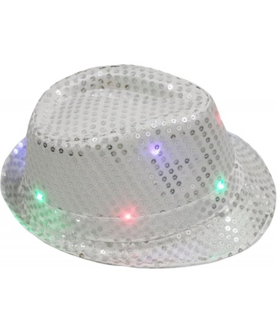 Glitter Sequin Cowboy Hat Retro Disco Funky Bucket Solid Color Fedora Hat Sunshade for Street Shooting Silver $19.71 Fedoras