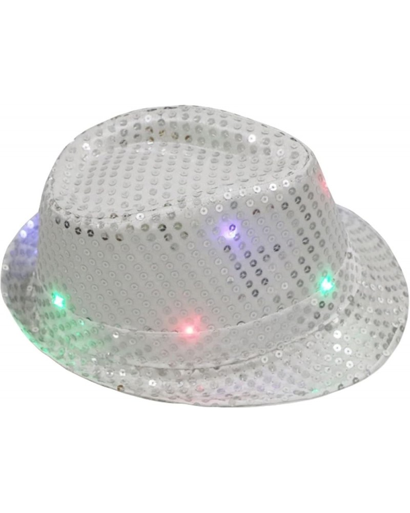 Glitter Sequin Cowboy Hat Retro Disco Funky Bucket Solid Color Fedora Hat Sunshade for Street Shooting Silver $19.71 Fedoras