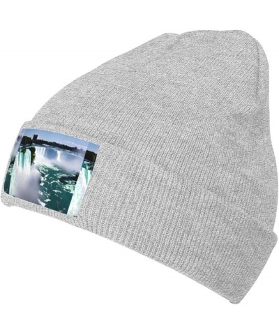 Niagara Fall Print Unisex Knitted Hat for Adults Beanie Hat Original Cap Travel, Daily Wear,Ski Cap Gray $12.26 Skullies & Be...