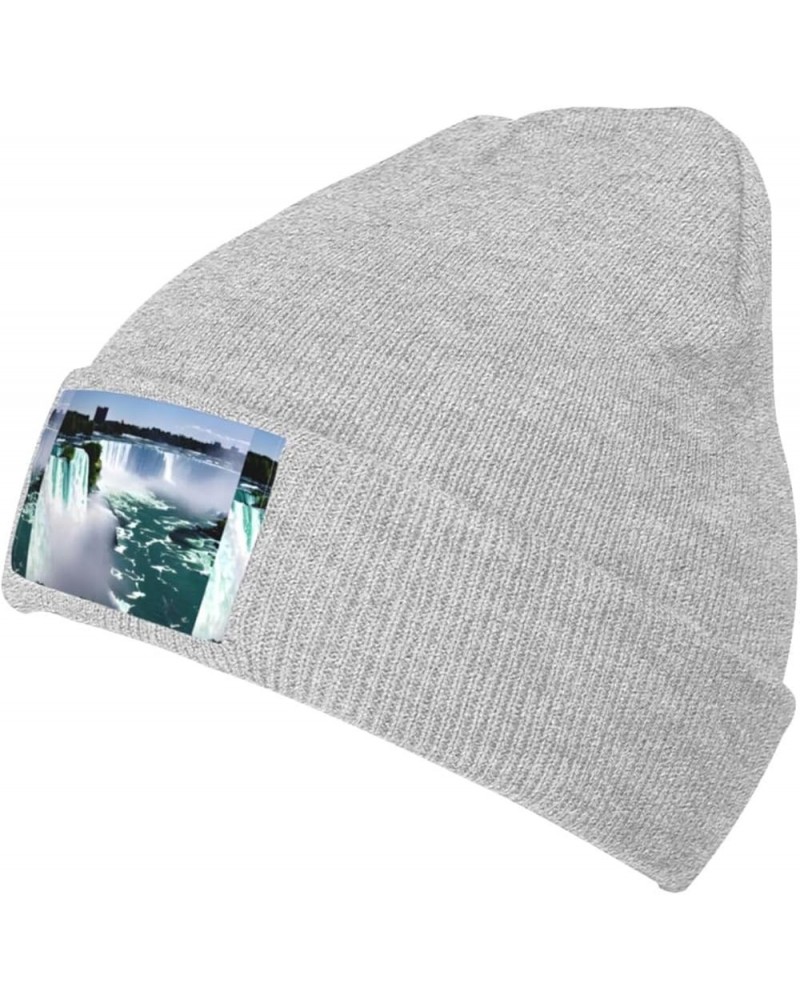 Niagara Fall Print Unisex Knitted Hat for Adults Beanie Hat Original Cap Travel, Daily Wear,Ski Cap Gray $12.26 Skullies & Be...