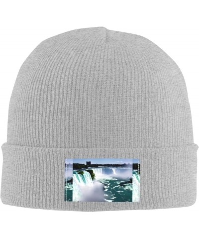 Niagara Fall Print Unisex Knitted Hat for Adults Beanie Hat Original Cap Travel, Daily Wear,Ski Cap Gray $12.26 Skullies & Be...