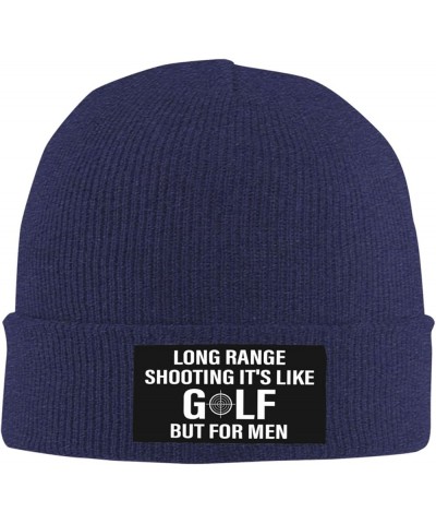 Long Ranges Shooting It's Like Golf But for Men Cuffed Beanie Hat Funny Winter Knit Elastic Acrylic Beanie Unisex Navy Blue $...