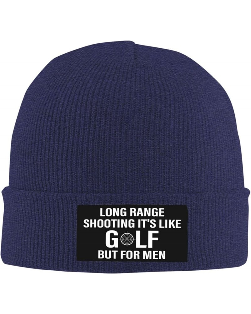 Long Ranges Shooting It's Like Golf But for Men Cuffed Beanie Hat Funny Winter Knit Elastic Acrylic Beanie Unisex Navy Blue $...