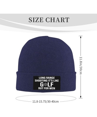 Long Ranges Shooting It's Like Golf But for Men Cuffed Beanie Hat Funny Winter Knit Elastic Acrylic Beanie Unisex Navy Blue $...