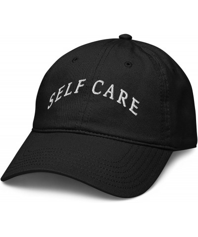 Self Care White Arched Text Adjustable Baseball Hat Black $11.07 Baseball Caps