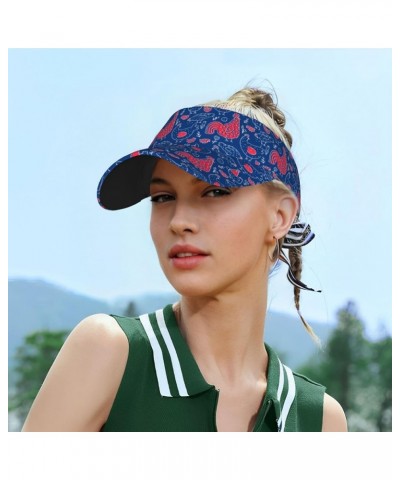 Colored Mushrooms Leaves Ladies Visor Hat Golf Visor Sport Sun Visor Hats for Women and Men Chicken and Rooster $10.49 Visors