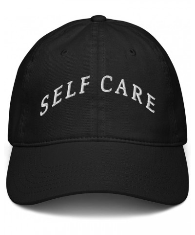 Self Care White Arched Text Adjustable Baseball Hat Black $11.07 Baseball Caps