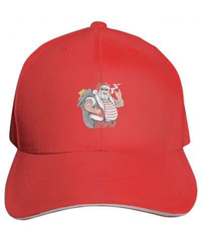 Tattoo Santa Baseball Cap Sandwich Brim Hats for Men Women Adjustable Caps Red $13.77 Baseball Caps