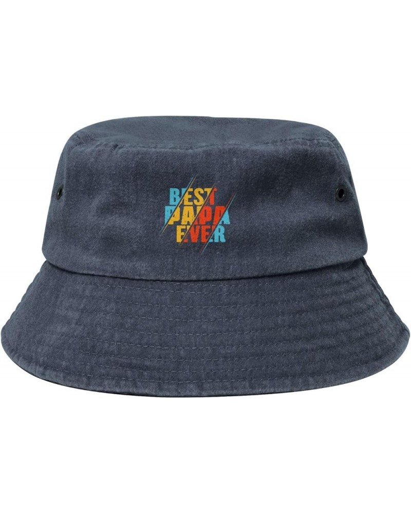 Best Papa Ever Bucket Hat for Women Men Summer Travel Sun Hat Outdoor Cap Funny Bucket Hats Navy Blue $10.48 Bucket Hats