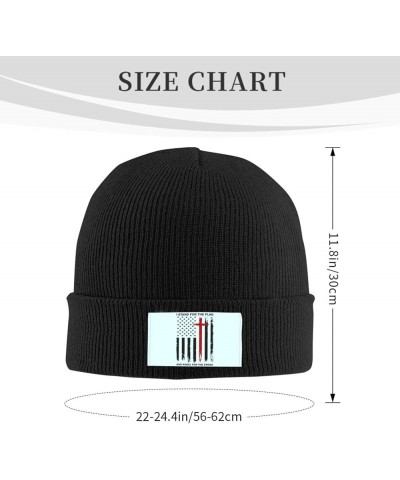 I Stand for The Flag Kneel for The Cross Beanie Hat for Men Women Knit Skull Cap Warm Hats Black Knitted Caps Black $11.76 Sk...