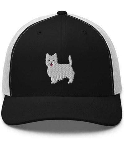 Westie Dog Trucker hat, Westie hat, Embroidered Unisex hat, west Highland White Terrier hat, Westie Gifts, Whole Body. Black/...