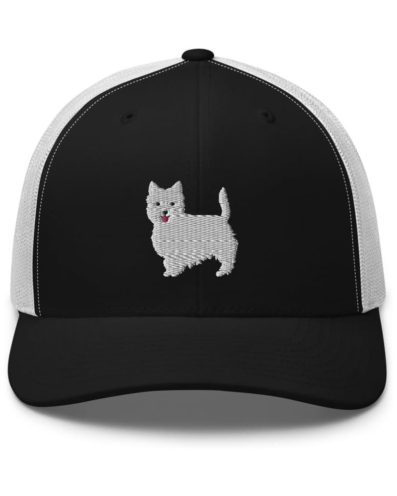 Westie Dog Trucker hat, Westie hat, Embroidered Unisex hat, west Highland White Terrier hat, Westie Gifts, Whole Body. Black/...