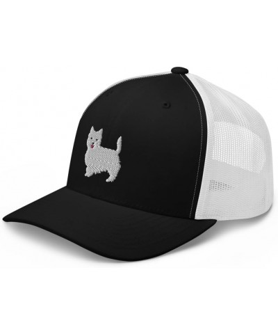 Westie Dog Trucker hat, Westie hat, Embroidered Unisex hat, west Highland White Terrier hat, Westie Gifts, Whole Body. Black/...