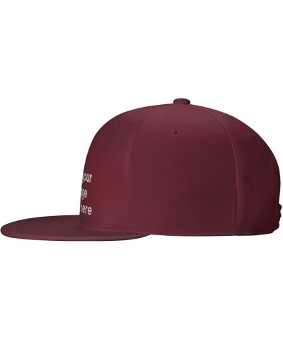 Custom Hats for Men with Your Own Image Text Logo Picture Personalized Flat Bill Hats Dark Red $7.36 Baseball Caps