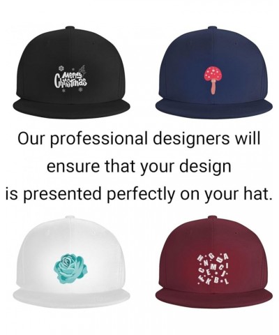 Custom Hats for Men with Your Own Image Text Logo Picture Personalized Flat Bill Hats Dark Red $7.36 Baseball Caps