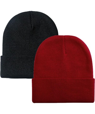 1&2 Pack Beanie for Men Women Slouchy Beanie Hats Winter Knit Caps Soft Ski Hat Unisex 2pack-black&wine. $14.74 Skullies & Be...