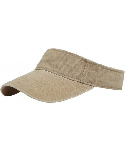 Sport Sun Visor Hats Cotton Ball Caps Empty Top Baseball Sun Cap for Men Women Khaki $7.79 Visors