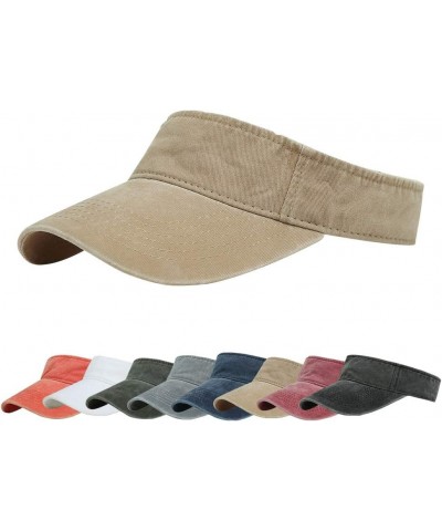 Sport Sun Visor Hats Cotton Ball Caps Empty Top Baseball Sun Cap for Men Women Khaki $7.79 Visors