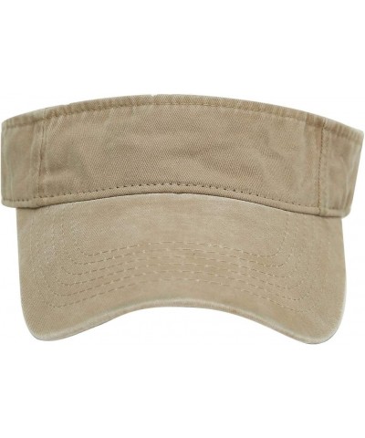 Sport Sun Visor Hats Cotton Ball Caps Empty Top Baseball Sun Cap for Men Women Khaki $7.79 Visors