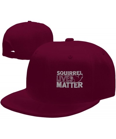 Squirrel Lives Matter Hats for Men Women Adjustable Flat Brim Bill Baseball Cap Novetly Hip Hop Trucker Hat Black Dark Red $8...