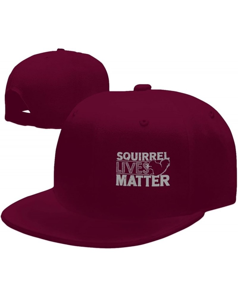 Squirrel Lives Matter Hats for Men Women Adjustable Flat Brim Bill Baseball Cap Novetly Hip Hop Trucker Hat Black Dark Red $8...