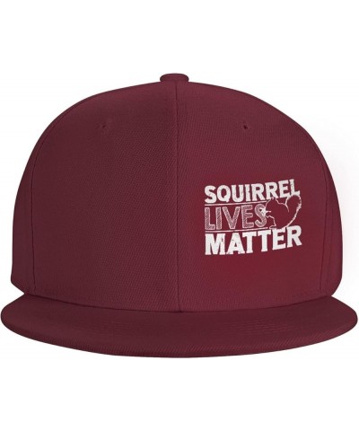 Squirrel Lives Matter Hats for Men Women Adjustable Flat Brim Bill Baseball Cap Novetly Hip Hop Trucker Hat Black Dark Red $8...