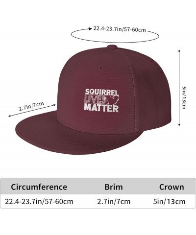 Squirrel Lives Matter Hats for Men Women Adjustable Flat Brim Bill Baseball Cap Novetly Hip Hop Trucker Hat Black Dark Red $8...