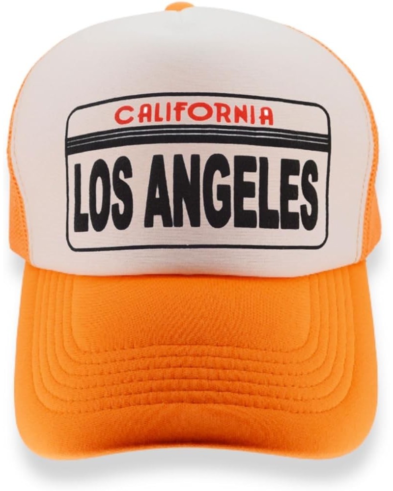 California License Plate Los Angeles 3D Puff Printed Classic Curved Unisex Trucker Baseball Meshed Unique Hats Caps Orange $9...