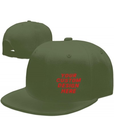 Custom Hats Your Design Here Add Your Name Text Logo Customized Made Flat Hats Moss Green $8.19 Baseball Caps