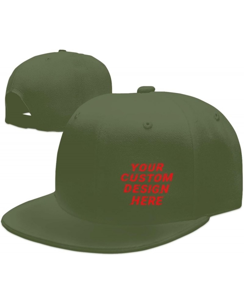 Custom Hats Your Design Here Add Your Name Text Logo Customized Made Flat Hats Moss Green $8.19 Baseball Caps