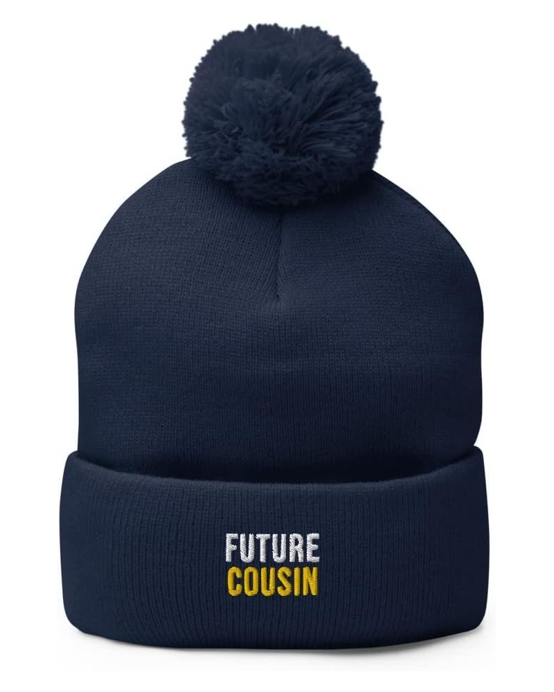 Future Cousin Hat (Embroidered Pom-Pom Beanie) Cousin Apparel Navy $15.99 Skullies & Beanies