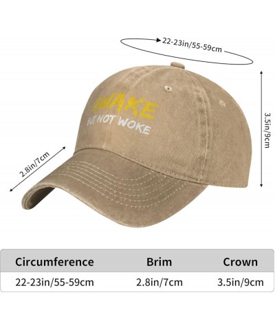 Funny-Awake-But-Not-Woke Ponytail Baseball Cap Vintage Denim Cowboy Hat Natural $13.32 Baseball Caps