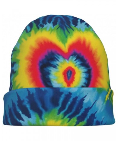 Heart Rainbow Tie-Dyed Print Beanie Hat Knitted Hat for Women Men Warm Casual Skull Cap for Gifts Adult Travel $9.79 Skullies...