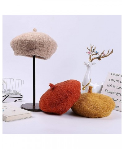 Woman Plain Color Wool Felt Berets Fashion Winter Round Dome Cabbie Hat Lightweight Pumpkin Newsboy Cap for Cold Weather Bric...