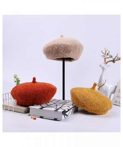 Woman Plain Color Wool Felt Berets Fashion Winter Round Dome Cabbie Hat Lightweight Pumpkin Newsboy Cap for Cold Weather Bric...