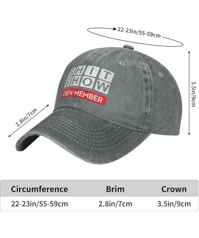 Shit Show Crew Member Hat Distressed Cotton Washed Baseball Cap Black Novetly Denim Hats Unisex Adjustable Gray $11.66 Baseba...