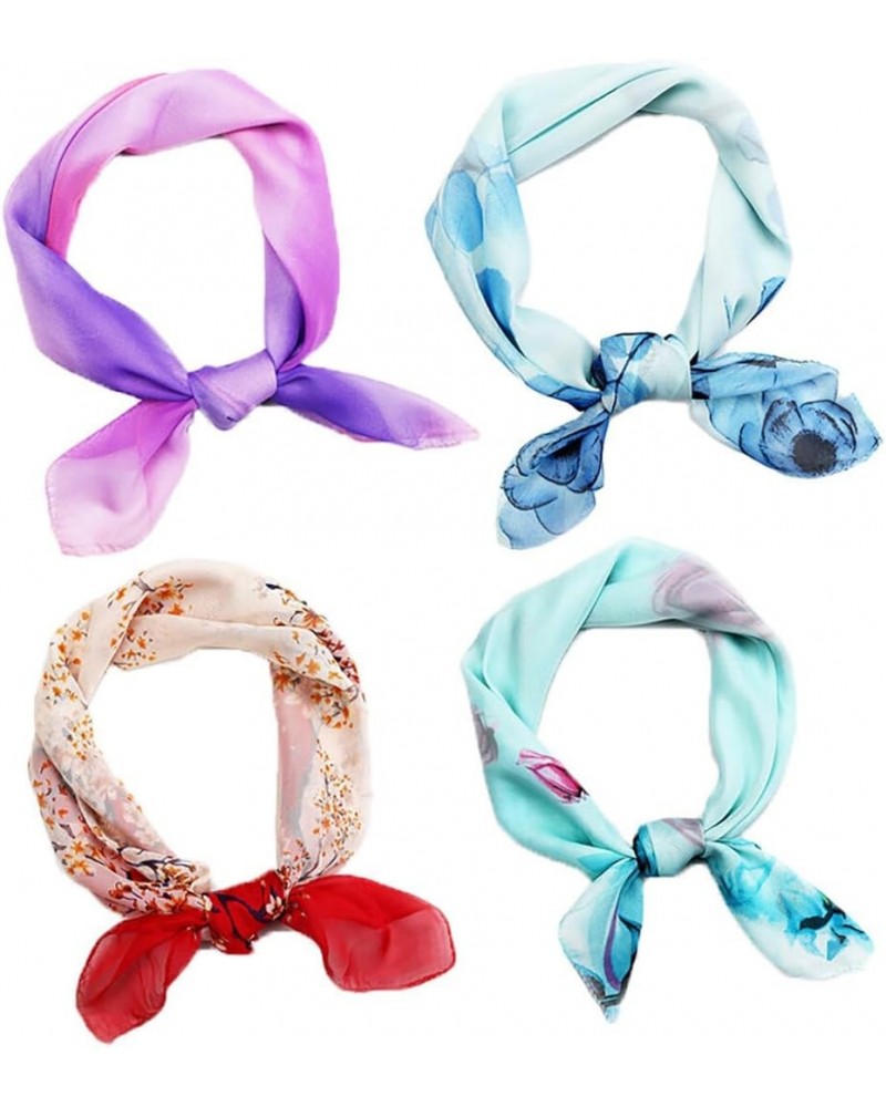 Floral Square Women's Scarf - Silky Printed Neckerchief Versatile Dainty Decorative Accessory $10.87 Scarves