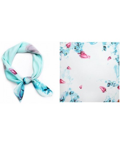 Floral Square Women's Scarf - Silky Printed Neckerchief Versatile Dainty Decorative Accessory $10.87 Scarves