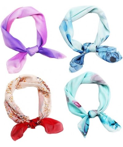 Floral Square Women's Scarf - Silky Printed Neckerchief Versatile Dainty Decorative Accessory $10.87 Scarves