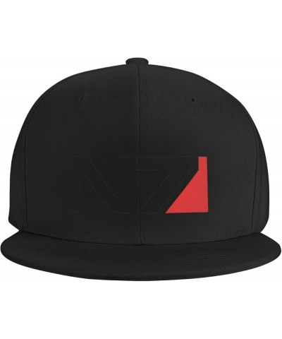 Mass E-Ffect N7 Hats for Men Flat Bill Fitted Caps Hiphop Rap Adjustable Baseball Trucker Dad Hat Black $12.75 Baseball Caps