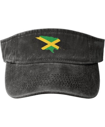 Jamaica Terrain Map Sun Visor Hats for Women Men Adjustable Sports Sun Hats Cotton Golf Cap Black $13.11 Visors