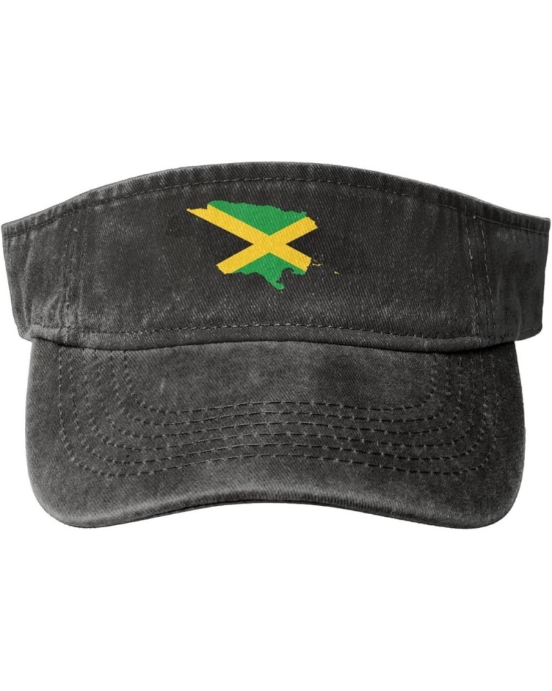 Jamaica Terrain Map Sun Visor Hats for Women Men Adjustable Sports Sun Hats Cotton Golf Cap Black $13.11 Visors