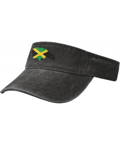 Jamaica Terrain Map Sun Visor Hats for Women Men Adjustable Sports Sun Hats Cotton Golf Cap Black $13.11 Visors