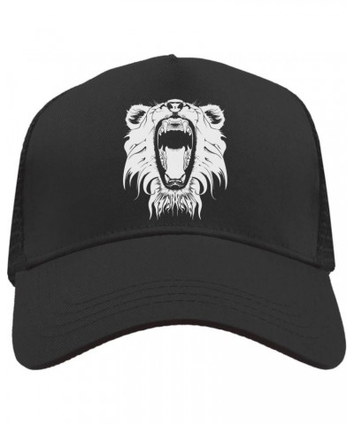 Furious Lion Open Mouth Mesh Back Trucker Cap Adjustable Snapback Hat Casual Black, Black, osz $20.21 Baseball Caps