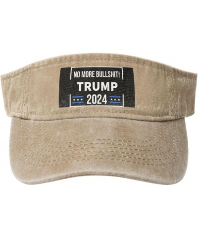 Trump 2024 No More Bullshit Sun Visor Hats for Women Men Adjustable Sports Sun Hats Golf Cap Natural $12.07 Visors