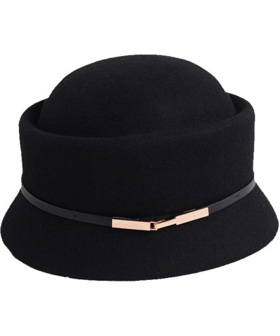 Womens Fedora Hat Hepburn Style Pork Pie Wool Hat Women Solid Color Elegant Felt Cloche Hats with Belt Beige $30.17 Fedoras