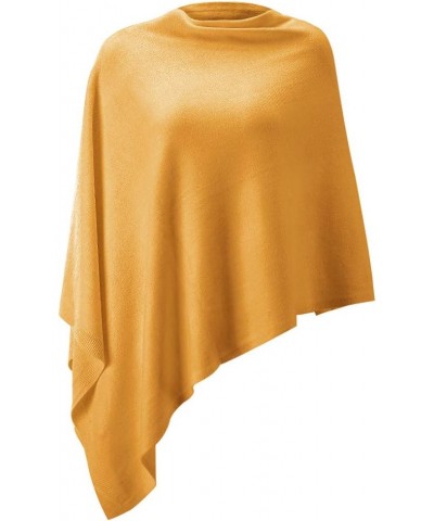 Women Ponchos Sweater Versatile Lightweight Solid Knitted Shawl Wrap Scarf Cape Accessories for Womens Mustard $17.59 Scarves